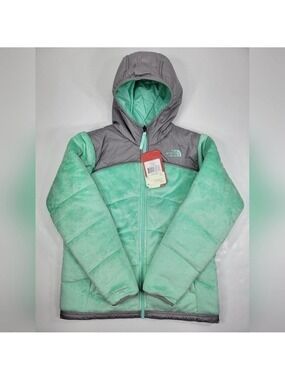 NEW THE NORTH FACE GIRLS L 14-16  REVERSIBLE PERSEUS JACKET SURF GREEN GRAY NWT